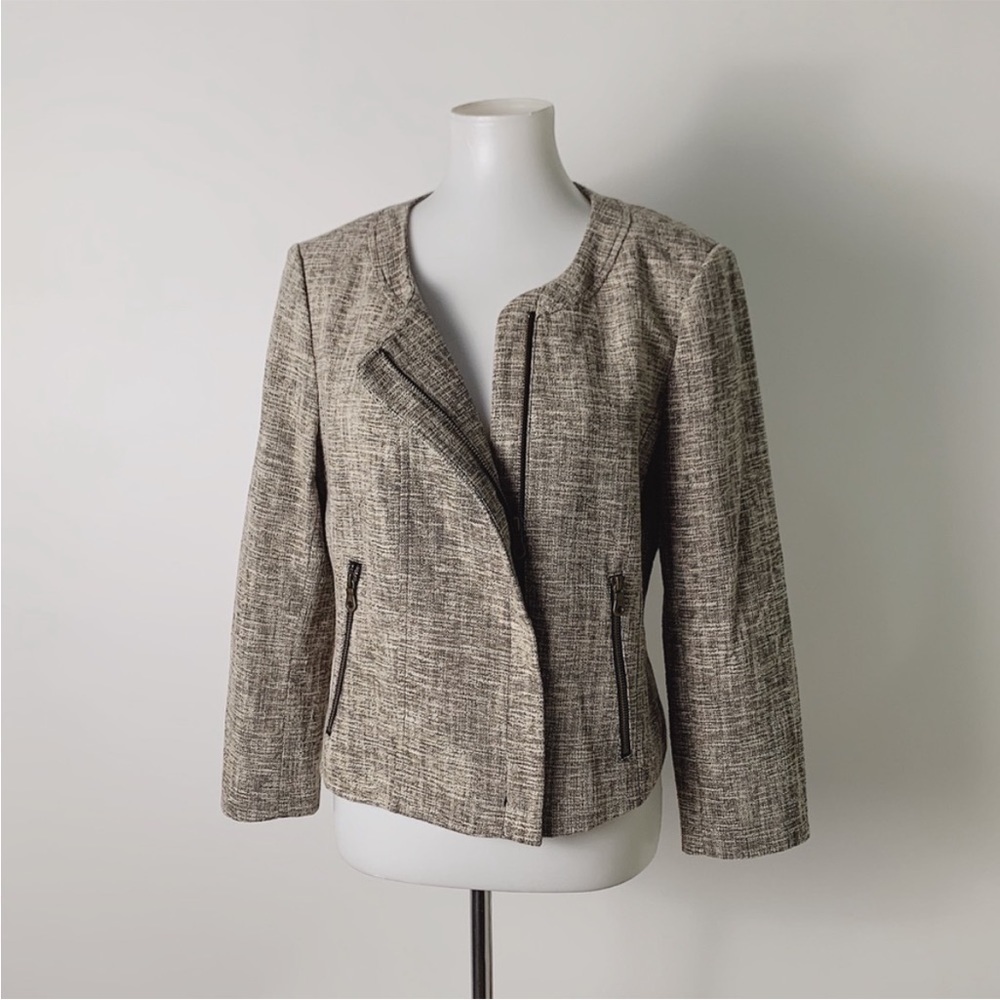 LOFT NWOT Tweed Assymetrical Zip Jacket/Blazer Sz 10